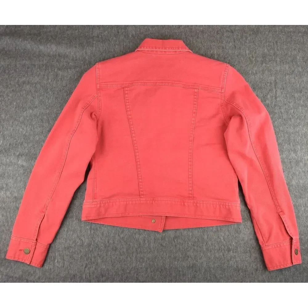 Ralph Lauren Jeans Co. Womens M Vintage Red Denim Jean Jacket Metal Logo Buttons - Picture 12 of 16
